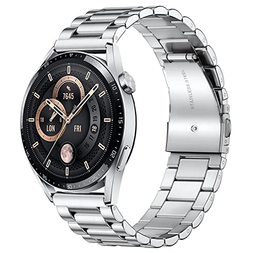 Issinlky Huawei Watch GT 3 46 mm Armband, 22mm Edelstahl Metall armband für LW11/Uwatch 2S/3S/Huawei Watch GT 2 46 mm/Huawei Watch GT2 Pro/Huawei Watch GT 46 mm/Galaxy Watch 46 mm/Gear S3 Frontier von Issinlky