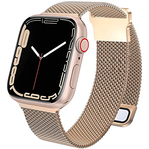 Issinlky Metall armband kompatibel mit Apple Watch 38 mm 40 mm 41 mm, Milanese Magnet Edelstahlgewebe armband für iWatch Series 8 7 6 5 4 3 2 1 SE von Issinlky