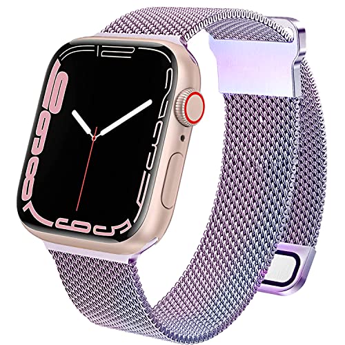 Issinlky Metall armband kompatibel mit Apple Watch 42 mm 44 mm 45 mm 49 mm, Milanese Magnet Edelstahlgewebe armband für iWatch Series 8 7 6 5 4 3 2 1 SE von Issinlky