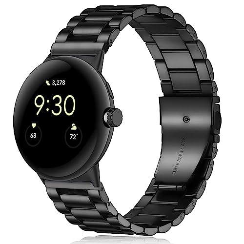 Issinlky Metallband Kompatibel mit Google Pixel Watch, Doppelfaltschließe Einstellbare Edelstahl Metall Business Band für Google Pixel Watch Männer Frauen von Issinlky