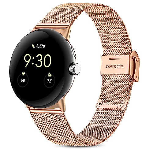 Issinlky Metallband kompatibel mit Google Pixel Watch, Mesh Edelstahl Metall Armband für Google Pixel Watch/Google Pixel Watch 2 Männer Frauen von Issinlky