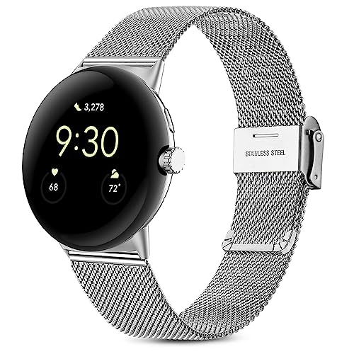 Issinlky Metallband kompatibel mit Google Pixel Watch, Mesh Edelstahl Metall Armband für Google Pixel Watch/Google Pixel Watch 2 Männer Frauen von Issinlky