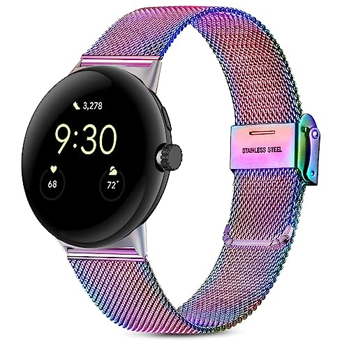 Issinlky Metallband kompatibel mit Google Pixel Watch, Mesh Edelstahl Metall Armband für Google Pixel Watch/Google Pixel Watch 2 Männer Frauen von Issinlky