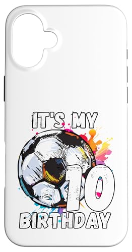 Kinder Awesome Soccer 10. Geburtstag Fußball Geburtstag Party Hülle für iPhone 16 Plus Kinder Awesome Soccer 10. Geburtstag Fußball Geburtstag Party Hülle für iPhone 16 Plus von It's My Birthday Soccer Party Gifts & Apparel