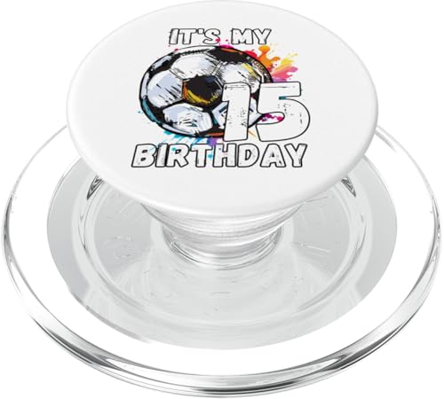 Kinder-Fußball-Geburtstagsparty zum 15. Geburtstag PopSockets PopGrip für MagSafe Kinder-Fußball-Geburtstagsparty zum 15. Geburtstag PopSockets PopGrip für MagSafe von It's My Birthday Soccer Party Gifts & Apparel