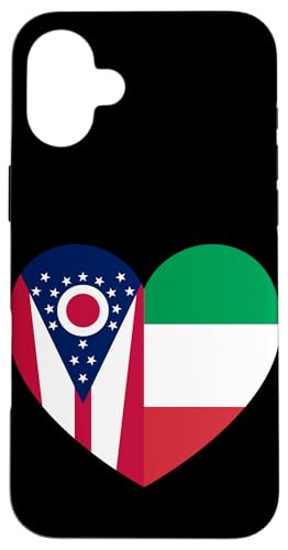 Ohio and Italy Flags: Heart Shaped Unity Hülle für iPhone 16 Plus von Italy Love Pride Merch