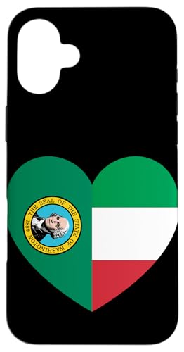 Washington and Italy Flags: Heart Shaped Unity Hülle für iPhone 16 Plus Washington and Italy Flags: Heart Shaped Unity Hülle für iPhone 16 Plus von Italy Love Pride Merch