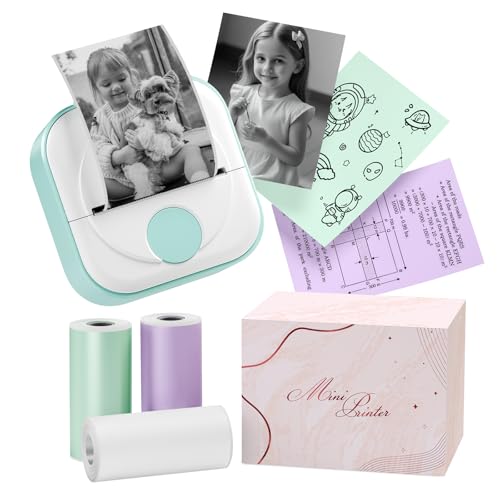 Itari Q02 Mini Drucker- Bluetooth Fotodrucker für Smartphone, Thermodrucker für Lernen, Schulsachen Aesthetic, Etikettendrucker für Notizen, Tagebuch, Memo, Foto, Journal, mit 3 Rollen Papier Itari Q02 Mini Drucker- Bluetooth Fotodrucker für Smartphone, Thermodrucker für Lernen, Schulsachen Aesthetic, Etikettendrucker für Notizen, Tagebuch, Memo, Foto, Journal, mit 3 Rollen Papier von Itari