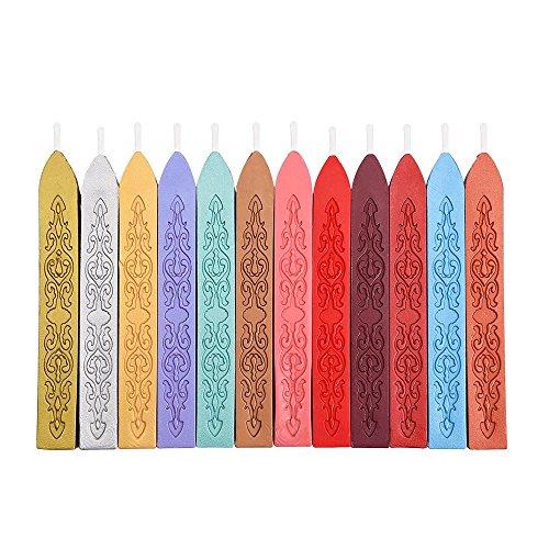 Itian Satz von 12 Stück Siegelwachs Dichtungs Wachs Versiegelung Sticks mit Docht für Retro Vintage Wachs Siegel Stempel von Itian