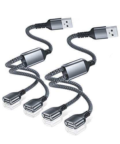 Itramax USB Splitter Y Kabel 0.3M 2-Stück, USB A 1 Stecker zu 2 Buchse Port Verlängerungs Doppelstecker Adapter Verteiler,Dual Doppel USB Port 2-Fach Dock Hub für Mac,Auto,Xbox One X S,PS4,PS5,Laptop von Itramax