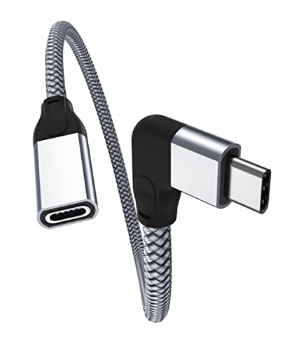 Itramax Winkel USB C Verlängerungskabel 0.2M Kurz,90 Grad Typ C 3.1 Gen2 10Gbps Buchse auf Stecker Adapter,Thunderbolt 3 Extension Kabel für iPhone 15 14 Plus,Samsung Galaxy A32 A33 A41 A42 A52 A54 von Itramax