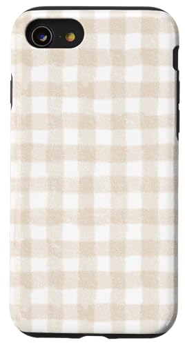 Beige Gingham-Ästhetik Hülle für iPhone SE (2020) / 7 / 8 von ItsAlwaysSummer