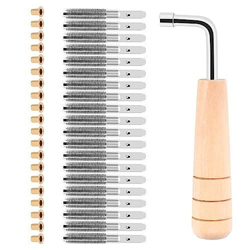 Iunipusy Premium Lyre Harfe Stimmnägel und Nieten Set, für Musikalische Saiteninstrumente wie Hackbrett, Zither & Cembalo, Inklusive L-förmigem Stimmschlüssel, 40 Stück Set von Iunipusy