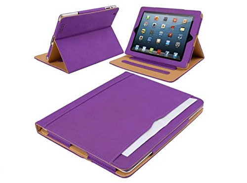 Iverson iPad 4 Hülle/Case aus Leder für iPad 2 und iPad 3, mit Displayschutzfolie und Reinigungstuch Length 25cm Width 19.5cm Thickness 2.5cm dunkelviolett von Iverson