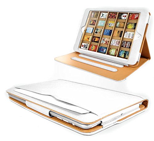 Iverson iPad 4 Hülle/Case aus Leder für iPad 2 und iPad 3, mit Displayschutzfolie und Reinigungstuch Length 25cm Width 19.5cm Thickness 2.5cm weiß von Iverson