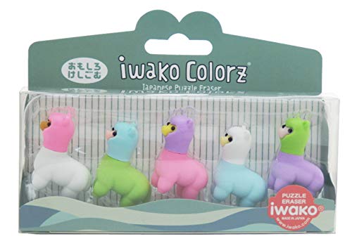 BC Mini Iwako Japanisches Puzzle-Set – Colorz Collection 5 Llamas von Iwako