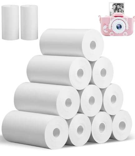 12 Rollen thermopapier kinderkamera, Thermopapier für Kinder Sofortbildkameras 57 x 30 mm, Nachfüllpapier für Sofortbildkameras, Thermodrucker papier Keine Tinte weiß von Ixydor