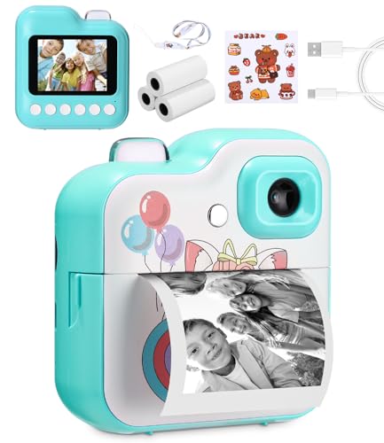 Ixydor Kinderkamera Sofortbildkamera,1080P 2,4 Zoll Bildschirm DigitalKamera Kinder mit 3 Rollen Druckpapier & 32GB Karte,Weihnachten Geschenke für Jungen und Mädchen 3-12 Jahre (Blau) von Ixydor