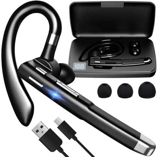 Izoxis Kabelloser Ohrhörer Bluetooth 5.3 LED-Anzeige In-Ear-Kopfhörer 8-10 Stunden Gesprächzeit 10 Meter Reichweite Noise Cancelling Ohrhörer mit Ohrhaken Etui mit Powerbank 24272 von Izoxis