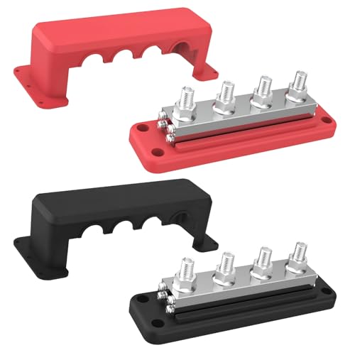 IZTOSS - 2 x 600A LKW Bar 12V Stromverteilerblock 4 x 3/8 Zoll (M10) Batterie LKW Bar 48V DC positive und negative Block von Iztoss