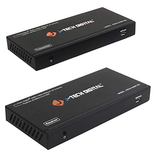 J-Tech Digital HDMI-Extender über Cat6, 150 m, HDBaseT, 4K60 Hz, 18 Gbit/s, PoC, bidirektionaler IR, unterstützt Dolby Digital, DTS, mit EDID, CEC, RS-232 Passthrough [JTECH-UHDT150] von J-Tech Digital