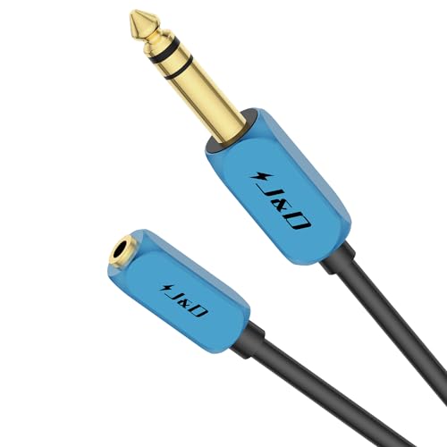 J&D 1/4 Zoll auf 3,5 mm Kopfhörer-Adapter, 3,5 mm 1/8 Zoll TRS Buchse auf 6,35 mm TRS Stecker Stereo-Audio-Verlängerungskabel mit Robustem Aluminiumlegierungsgehäuse, 2,7 M J&D 1/4 Zoll auf 3,5 mm Kopfhörer-Adapter, 3,5 mm 1/8 Zoll TRS Buchse auf 6,35 mm TRS Stecker Stereo-Audio-Verlängerungskabel mit Robustem Aluminiumlegierungsgehäuse, 2,7 M von J&D