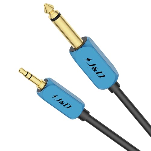 J&D 1/4 Zoll bis 3,5 mm TRS Kabel, Heavy-Duty Kupfermantel 6,35mm 1/4 Zoll Männlich zu 3,5mm 1/8 Zoll Männlich Mono Interconnect Stereo Aux Kabel für Telefon Laptop MP3 Lautsprecher Mixer, 1 Meter von J&D