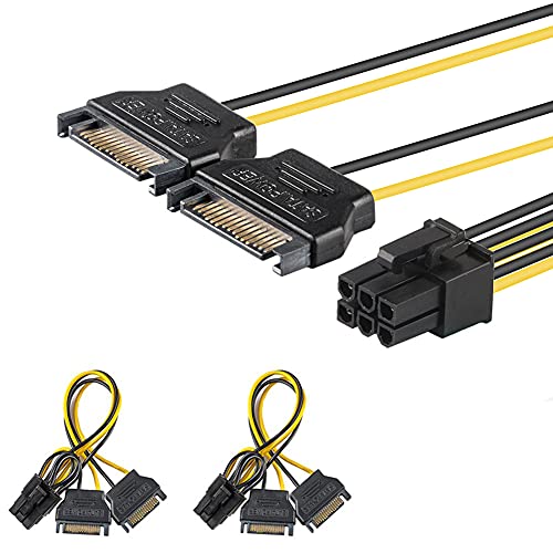 J&D [2 Packungen] 2 x SATA Leistung 15 Pin zu 6 Pin PCIe Express Grafikkarte Netzkabel Adapter von J&D