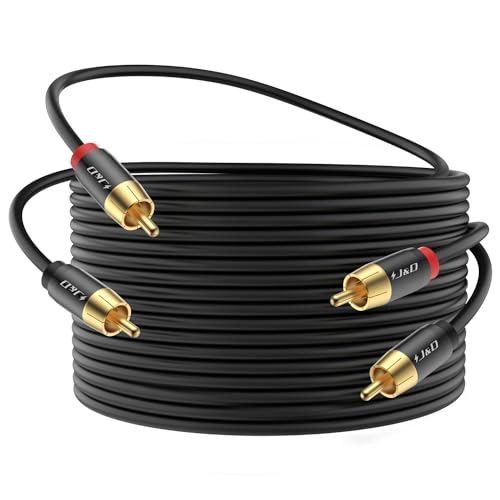 J&D 2 RCA M/M Stereo Audiokabel, 20 FT RCA Audiokabel Vergoldete Kupferhülle 2RCA Stecker auf 2RCA Stecker Stereo Audiokabel für Heimkino, HDTV, Verstärker, Hi-Fi-Systeme, Lautsprecher, 9 Meter von J&D