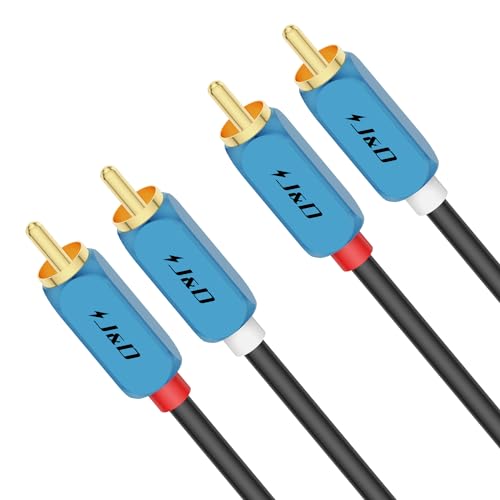 J&D 2 RCA M/M Stereo-Audiokabel, 2RCA-Zusatzaudiokabel mit Aluminiumlegierung-Gehäuse und Vergoldeten Steckern für Heimkino, HDTV, Verstärker, Hi-Fi-Systeme, Lautsprecher, 3 M von J&D