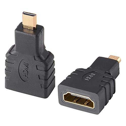 J&D 2 Stück Micro HDMI auf HDMI Adapter, Gold-Plated HDMI Weiblich auf Micro HDMI Männlich Adapter Konverter Kompatibel mit Smartphone Kamera von J&D