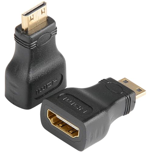 J&D 2 Stück Mini HDMI auf HDMI Adapter, Gold-Plated HDMI Weiblich zu Mini HDMI Männlich Adapter Kompatibel mit Digitalkamera Camcorder Tablet Laptop von J&D
