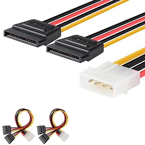 J&D 2er Pack 4 Pin Molex (LP4) auf 2x 15 Pin SATA Stromkabel Splitter Kabel Adapter - 20cm von J&D