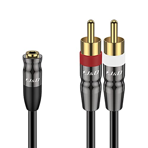 J&D 3,5 mm zu Dual RCA Audio Kabel, RCA Cable Vergoldete Kupferschale Hochleistungs 3,5mm Weiblich auf 2 Cinch Männlich Stereo-Audio Adapterkabel - 0,3 Meter von J&D