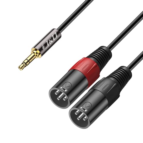 J&D 3,5mm 1/8 Zoll auf Dual-XLR Y Splitter Kabel, PVC Geschält 2x XLR Männlich zu 3,5mm TRS Männlich Unbalanced Stereo Audio Patch Adapterkabel für DSLR Kamera Smartphone Laptop Mic, 2,7 Meter J&D 3,5mm 1/8 Zoll auf Dual-XLR Y Splitter Kabel, PVC Geschält 2x XLR Männlich zu 3,5mm TRS Männlich Unbalanced Stereo Audio Patch Adapterkabel für DSLR Kamera Smartphone Laptop Mic, 2,7 Meter von J&D