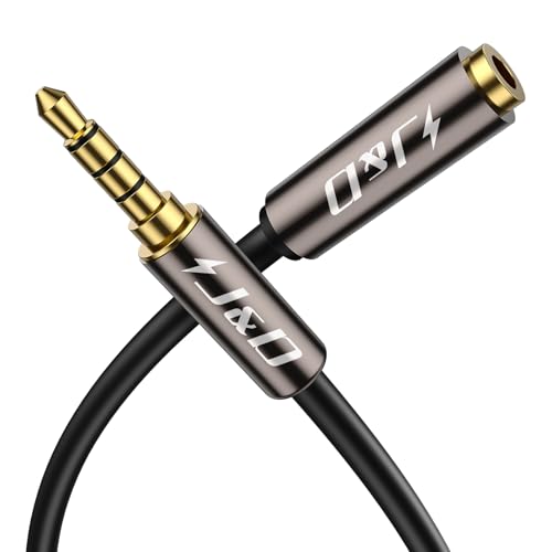 J&D 3.5mm TRRS Kabel, 1/8 Zoll 4-Pol TRRS Stecker auf Buchse Aux Verlängerungskabel für Kopfhörer, Autoradios, Telefone und Lautsprecher, 0.9 Meter von J&D
