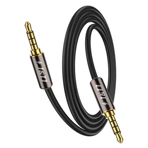 J&D 3.5mm TRRS Kabel, 1/8 Zoll 4-Poliger TRRS Stecker auf Stecker Aux-Verlängerungskabel für Kopfhörer, Autoradios, Telefone und Lautsprecher, 0.9 Meter von J&D