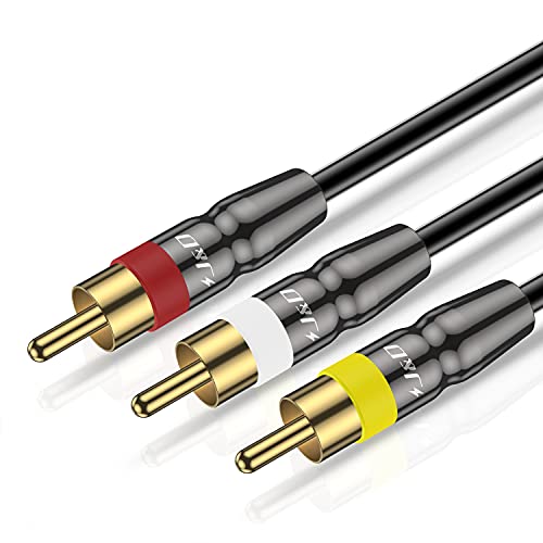 J&D 3RCA zu 3RCA Kabel, Gold Überzogen Verbinden Joint RCA Kabel Schwerlast Kupferschale 3 RCA Männlich zu 3RCA Männlich Stereo Audio Kabel, 1,8 Meter von J&D