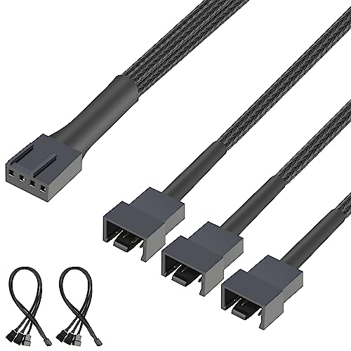 J&D 4 Pin PWM Splitter Kabel, PWM Lüfter Controller Splitter Kompatibel mit 3-Pin/4-Pin PC Gehäuselüftern Motherboards Fan Splitter, 2er Pack, 30 cm von J&D