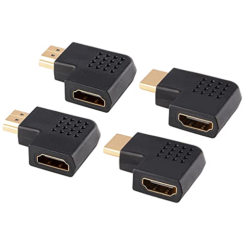 J&D 4 Stück Eben HDMI Adapter, 90 Grad Links und Rechts Abgewinkelt Vergoldeter Stecker auf Buchse Vertikaler Flacher HDMI-Adapter von J&D