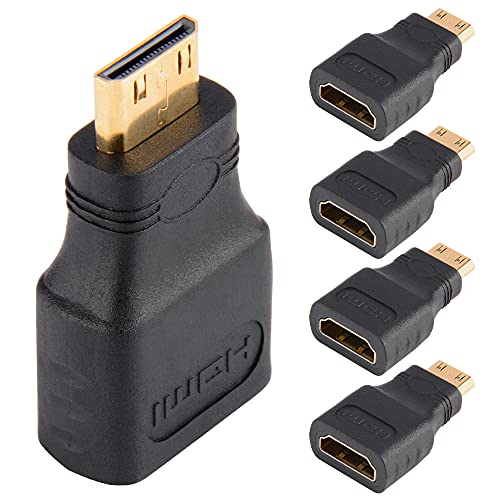 J&D 5 Stück Mini HDMI auf HDMI Adapter, Gold-Plated HDMI Weiblich zu Mini HDMI Männlich Adapter Kompatibel mit Digitalkamera Camcorder Tablet Laptop von J&D