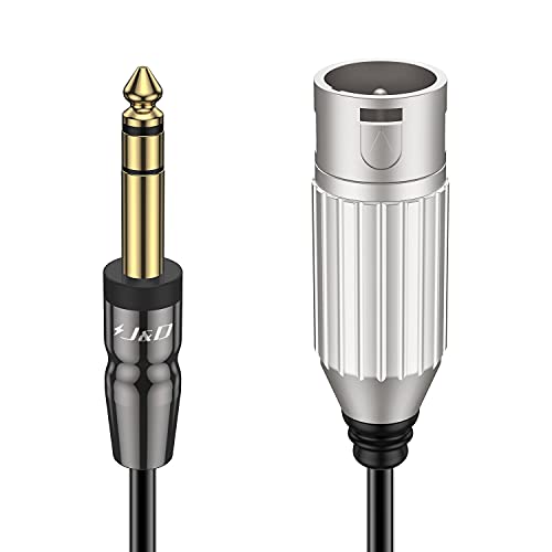 J&D 6,35 mm TRS auf XLR Kabel - Kupfergehäuse, Vergoldet, Symmetrisches Stereo-auf-XLR-Kabel, Stecker auf Stecker, Gitarrenkabel - 2,7 Meter von J&D