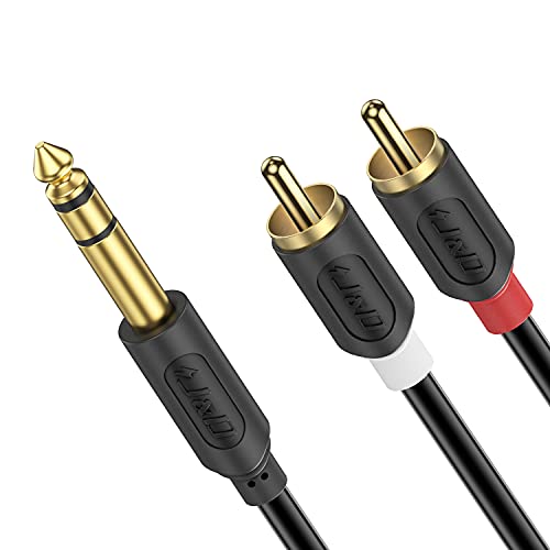 J&D 6,3mm Klinke auf Cinch Kabel, Gold-Plated [AudioWave-Serie] 6,3 mm Stereo Klinke auf 2 x RCA Männlich Cinch Y Splitte Adapterkabel Audiokabel Klinkenkabel Cinch-Kabel - 0,9m von J&D