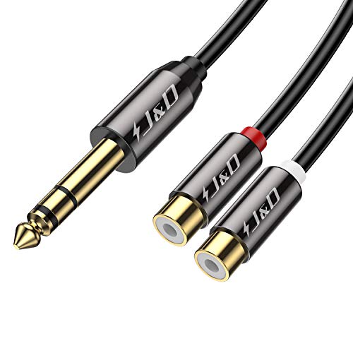 J&D 6,35 mm zu 2RCA Kabel, Gold-Plated [Kupfer Shell] [Heavy Duty] 6,35mm (1/4 Zoll) Männlich TRS zu 2 RCA Weiblich Splitter-Audio-Adapterkabel - 0.25 Meter von J&D