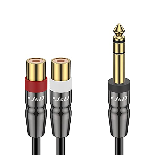 J&D 6,35 mm zu 2RCA Kabel, Schwerlast Kupferschale Joint 6,35 mm 1/4 Zoll Männlich TRS zu 2 RCA Weiblich Splitter Stereo Audio Adapter Kabel, 0,25 Meter von J&D