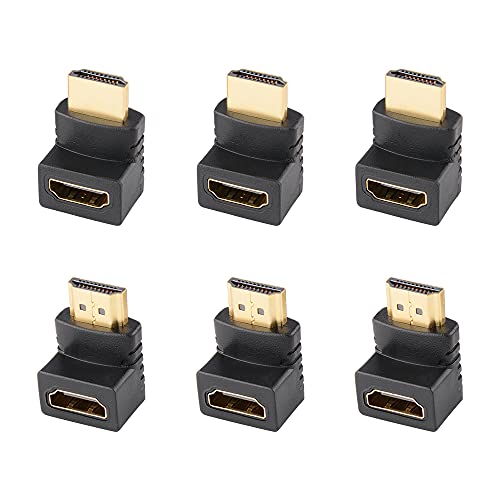 J&D 90 Grad und 270 Grad HDMI Adapter, 6 Stück Gold-Plated Rechter Winkel Männlich auf Weiblich HDMI Adapter 90 zu 270 Grad von J&D