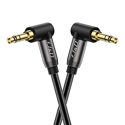 J&D AUX Kabel 4,5m, 90 Grad Rechteck Winkel 1/8 AUX Kabel Kupfer Shell 3.5mm Stereo Audio Auxiliary Kordel für Telefon Tablet MP3 Player und alle anderen Geräte von J&D