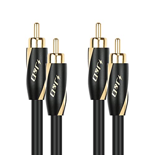 J&D Audiophiles Cinch Kabel, 24 AWG 2 x Cinch Stecker auf 2 x Cinch Stecker Stereo Audiokabel, Kupfergehäuse vergoldetes Subwoofer-Kabel für Heimkino, Verstärker, HiFi-Systeme, Lautsprecher, 2,7 m von J&D