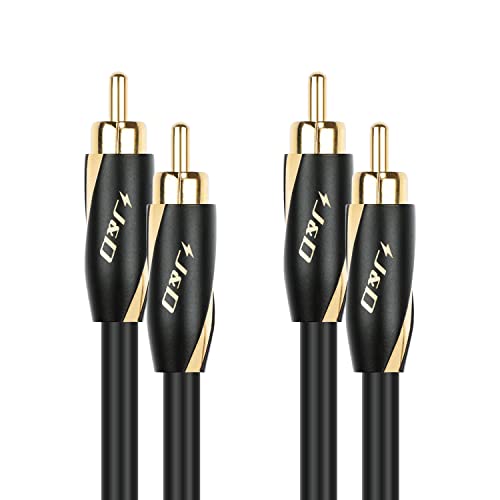 J&D Audiophiles Cinch Kabel, 24 AWG 2 x Cinch Stecker auf 2 x Cinch Stecker Stereo Audiokabel, Kupfergehäuse vergoldetes Subwoofer-Kabel für Heimkino, Verstärker, HiFi-Systeme, Lautsprecher, 0,9 m von J&D