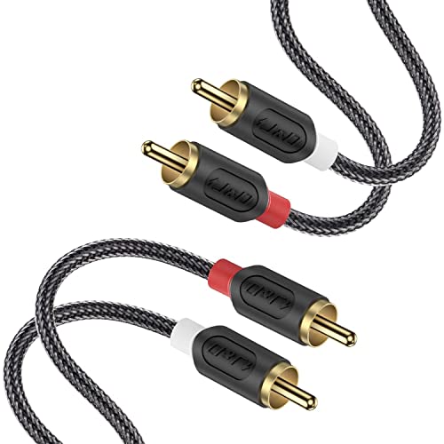 J&D Cinch Kabel, 0,9 m Cinch RCA Stereo Audio Kabel, 2 Cinch Male zu 2 Cinch Male Kabel für Hi-Fi System, Verstärker, Heimkino, Blu-Ray Player Vergoldet und Nylon Geflochten [Audiowave Serie] von J&D